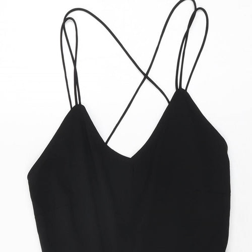 ASOS Womens Black Polyester Playsuit One-Piece Size 4 L3 in Zip