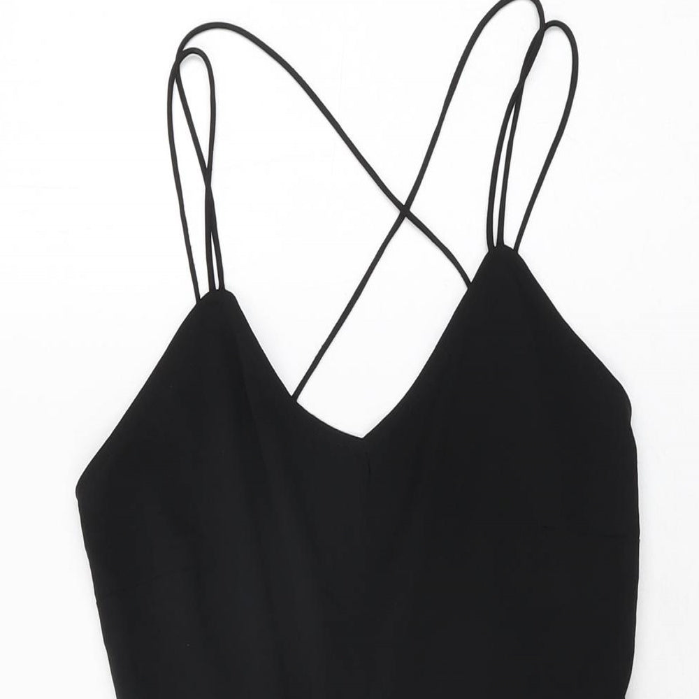ASOS Womens Black Polyester Playsuit One-Piece Size 4 L3 in Zip