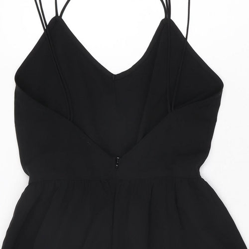 ASOS Womens Black Polyester Playsuit One-Piece Size 4 L3 in Zip