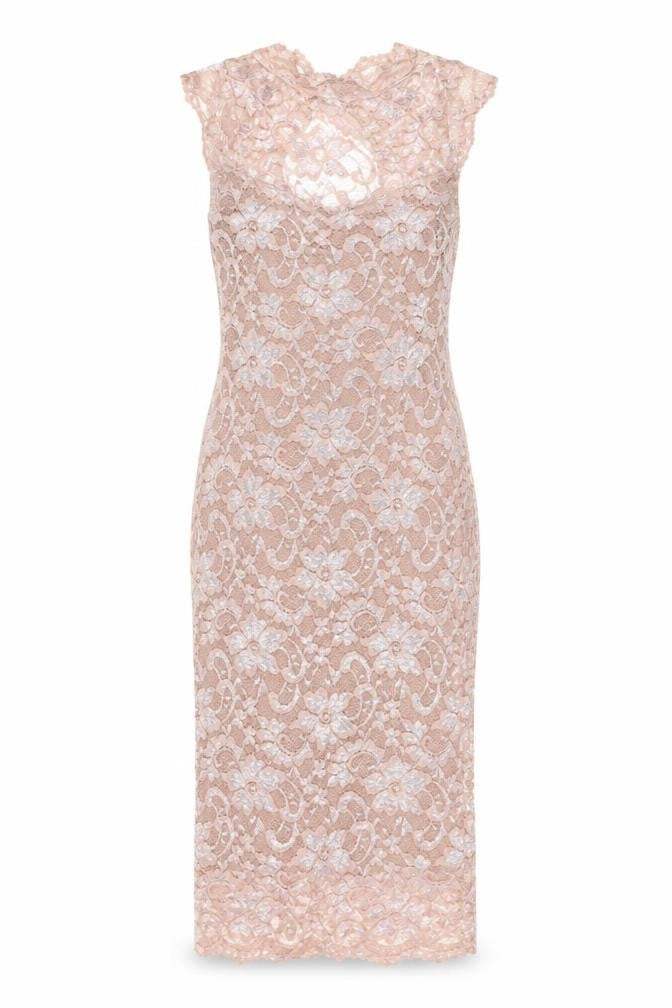 Amy Childs Womens Pink Floral Nylon Bodycon Size 8 Round Neck Button