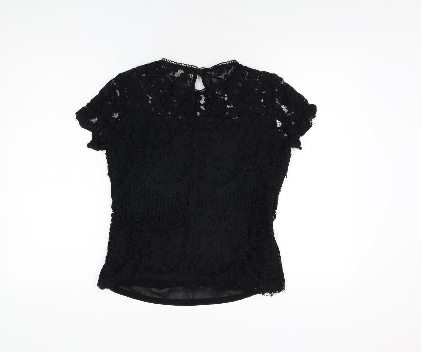 Lipsy Womens Black Cotton Basic T-Shirt Size 10 Round Neck