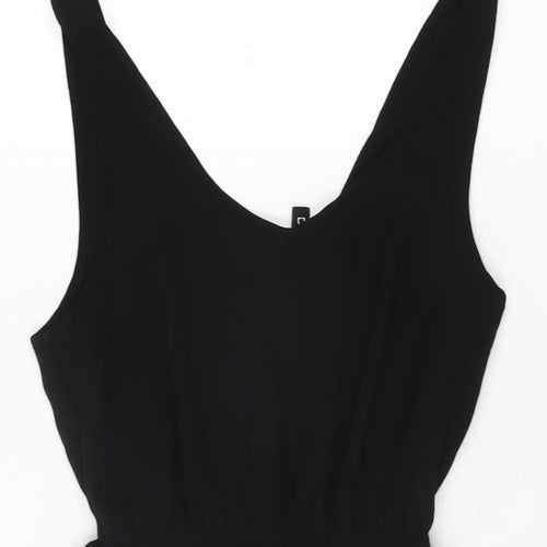 H&M Womens Black Polyester Skater Dress Size 6 V-Neck Pullover