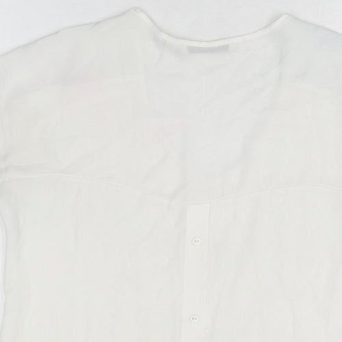 NEXT Womens White Viscose Basic T-Shirt Size 10 V-Neck