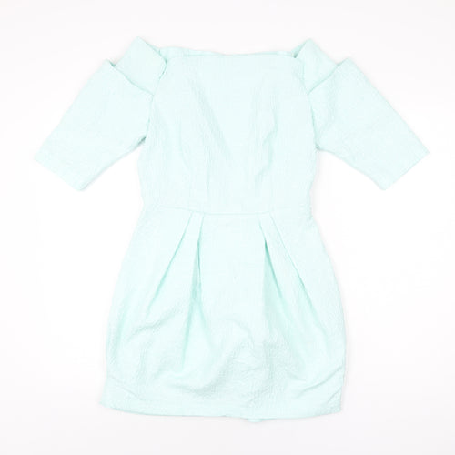 River Island Womens Blue Polyester Mini Size 8 Off the Shoulder Zip