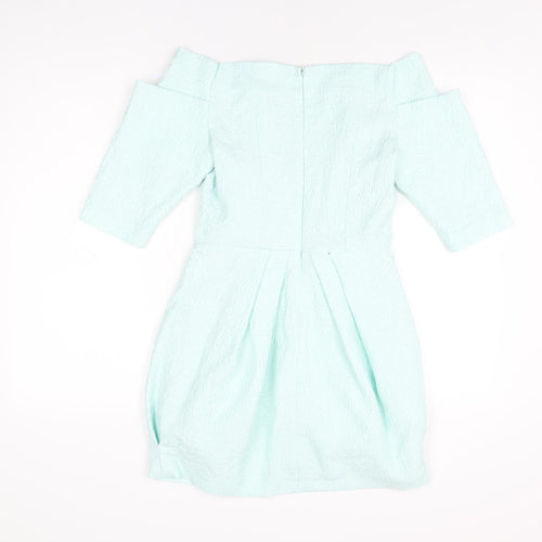 River Island Womens Blue Polyester Mini Size 8 Off the Shoulder Zip