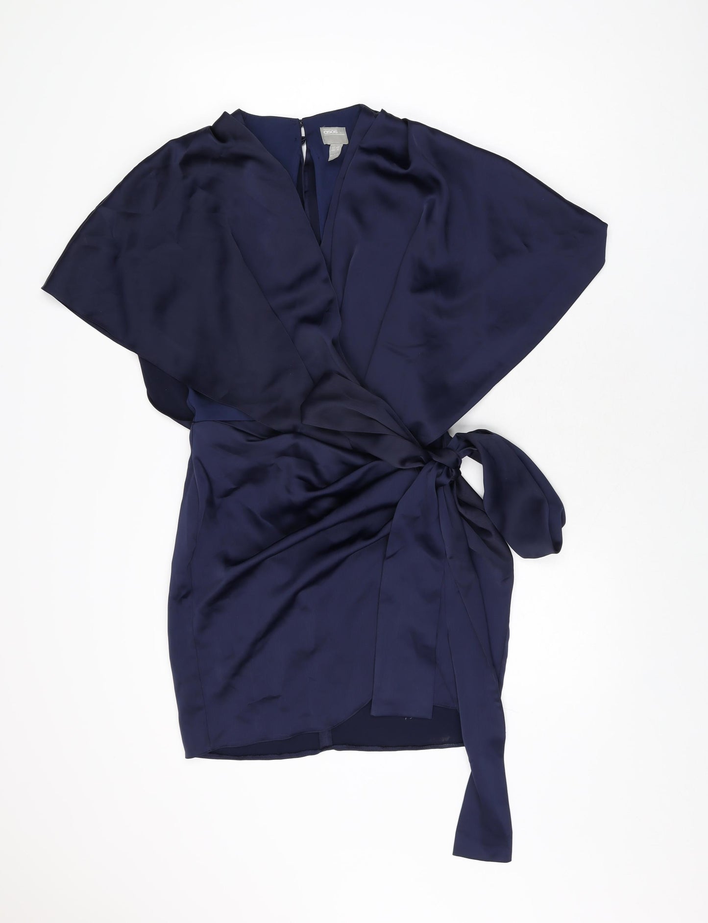 ASOS Womens Blue Polyester Wrap Dress Size 10 V-Neck Zip
