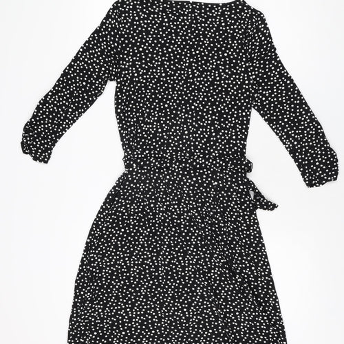 Hobbs Womens Black Polka Dot Viscose A-Line Size 10 Boat Neck Pullover