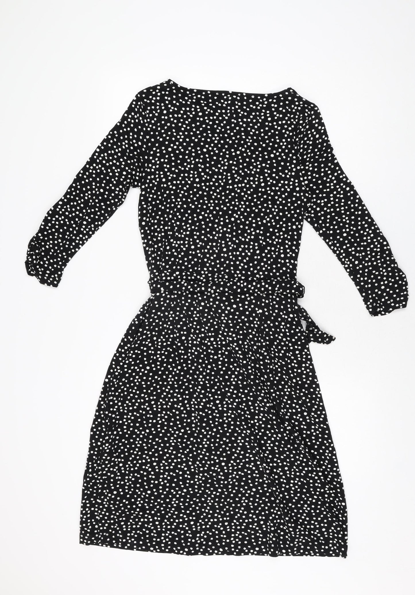 Hobbs Womens Black Polka Dot Viscose A-Line Size 10 Boat Neck Pullover