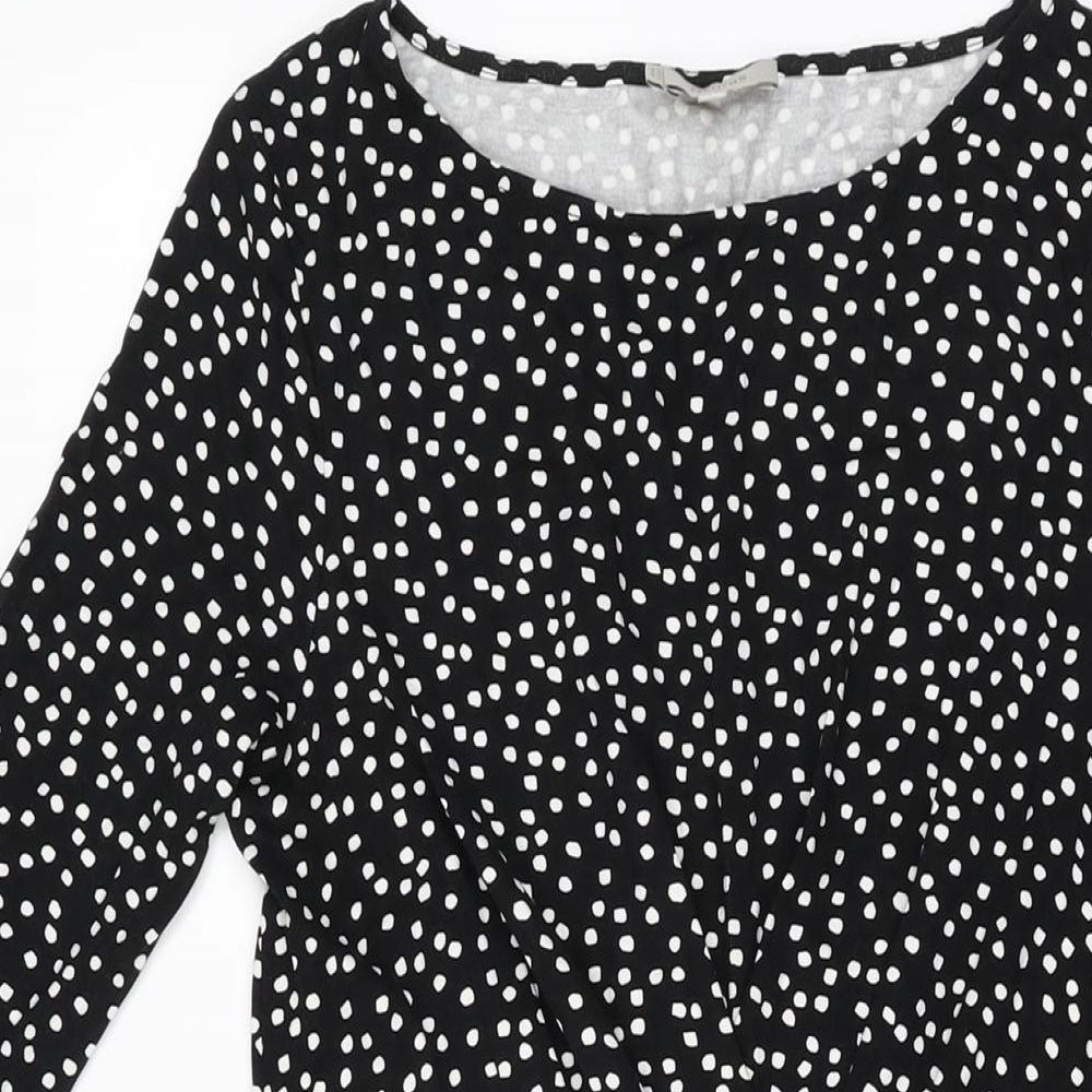 Hobbs Womens Black Polka Dot Viscose A-Line Size 10 Boat Neck Pullover
