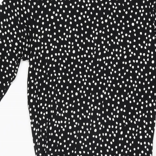 Hobbs Womens Black Polka Dot Viscose A-Line Size 10 Boat Neck Pullover