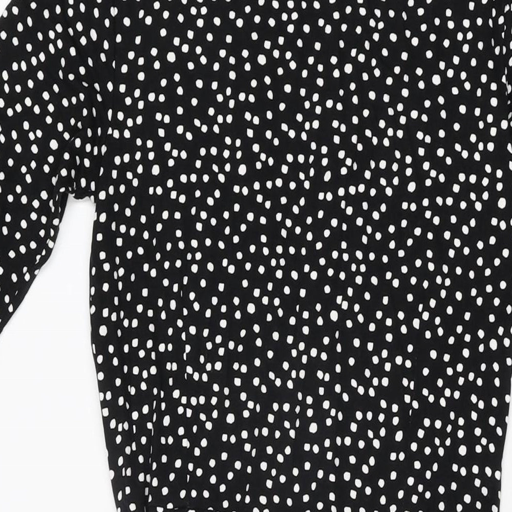 Hobbs Womens Black Polka Dot Viscose A-Line Size 10 Boat Neck Pullover