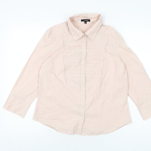Linea Womens Pink Cotton Basic Button-Up Size 14 Collared