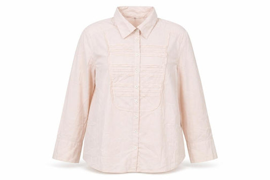 Front view of Linea women’s pink cotton basic button-up, size UK 14, collared