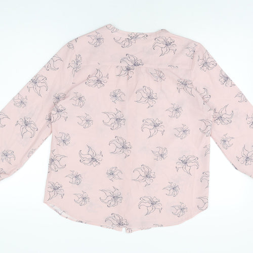 Fenn Wright Manson Womens Pink Floral Polyester Basic Button-Up Size 12 Round Neck