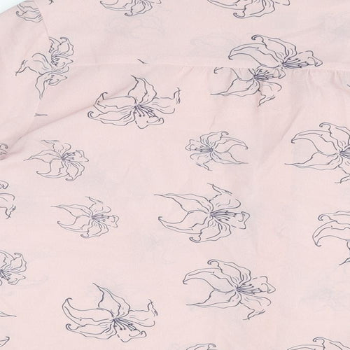 Fenn Wright Manson Womens Pink Floral Polyester Basic Button-Up Size 12 Round Neck