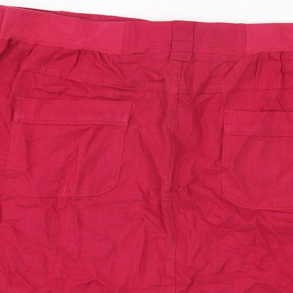 BHS Womens Pink Linen A-Line Skirt Size 16 Drawstring