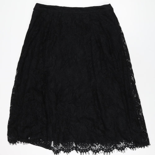 Marks and Spencer Womens Black Cotton Swing Skirt Size 18 Zip
