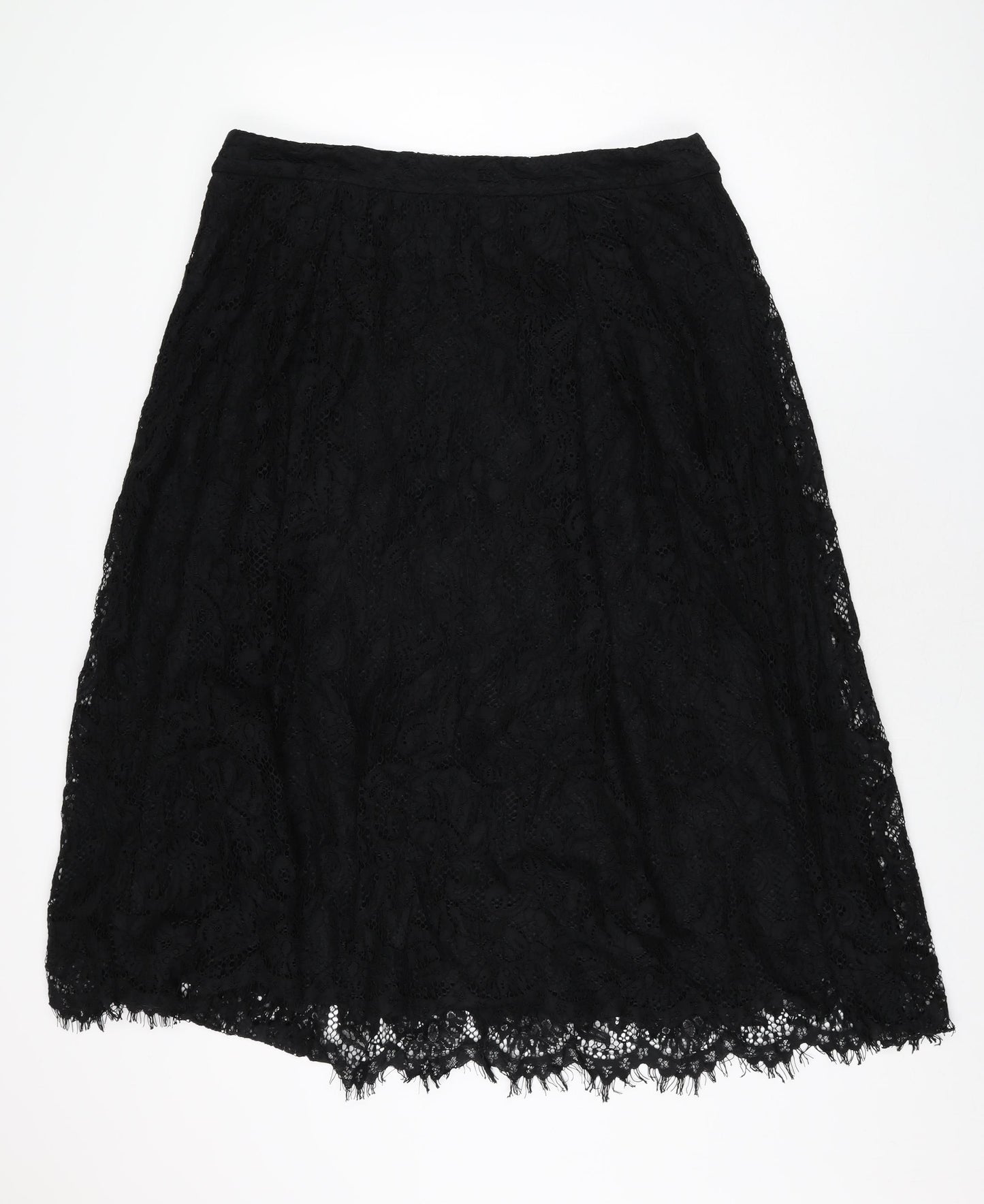 Marks and Spencer Womens Black Cotton Swing Skirt Size 18 Zip
