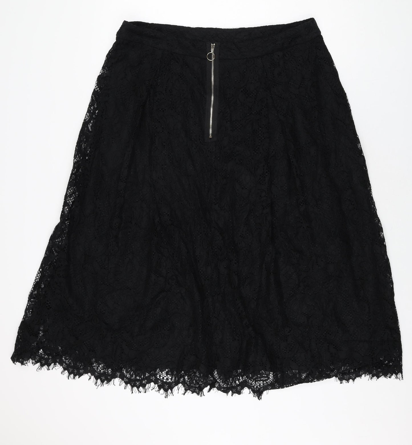 Marks and Spencer Womens Black Cotton Swing Skirt Size 18 Zip