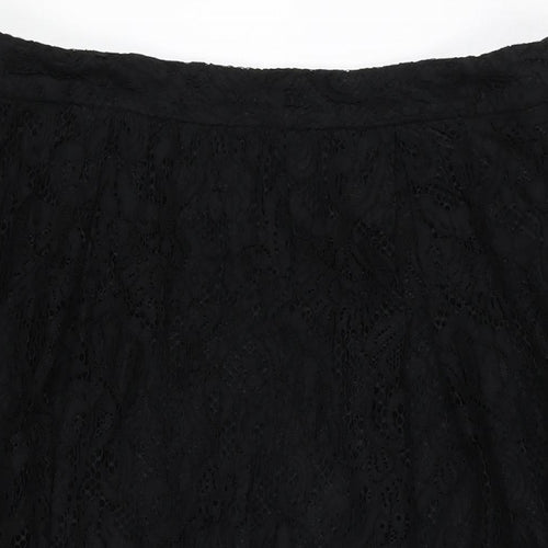 Marks and Spencer Womens Black Cotton Swing Skirt Size 18 Zip