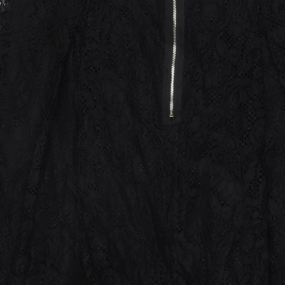 Marks and Spencer Womens Black Cotton Swing Skirt Size 18 Zip