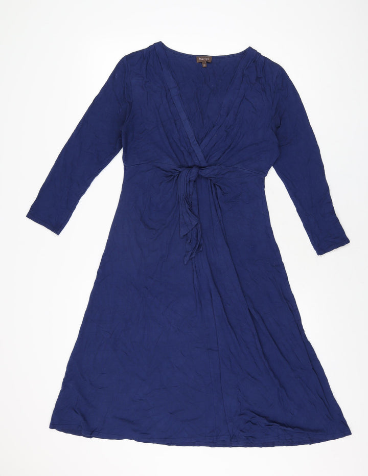 Phase Eight Womens Blue Viscose A-Line Size 12 V-Neck Pullover