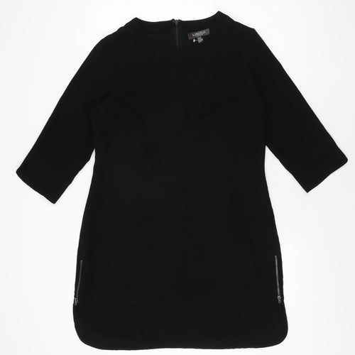 Limited Collection Womens Black Polyester Shift Size 14 Round Neck Zip