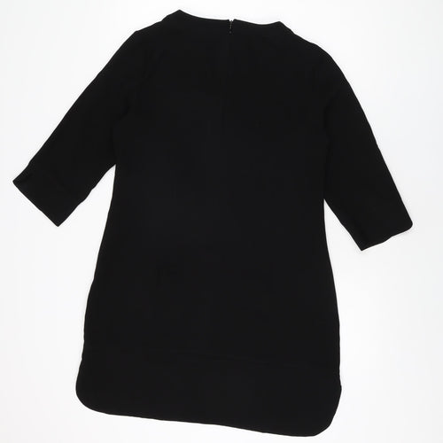 Limited Collection Womens Black Polyester Shift Size 14 Round Neck Zip