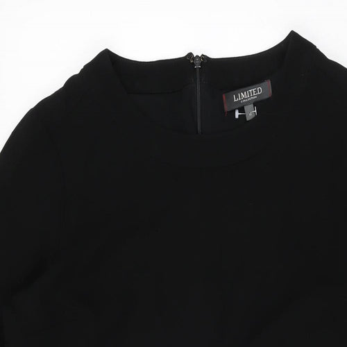 Limited Collection Womens Black Polyester Shift Size 14 Round Neck Zip