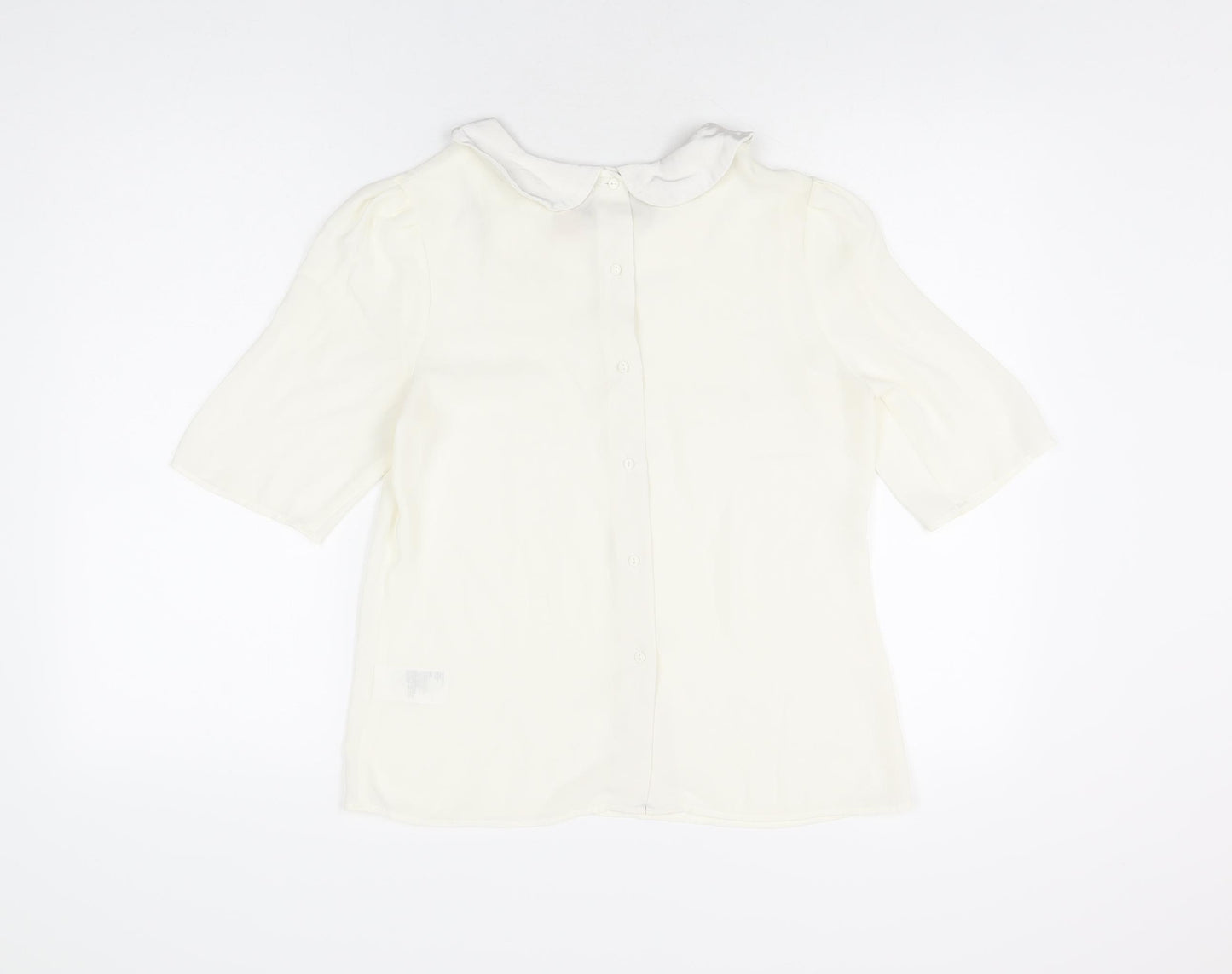 H&M Womens Ivory Polyester Basic Blouse Size 8 Collared