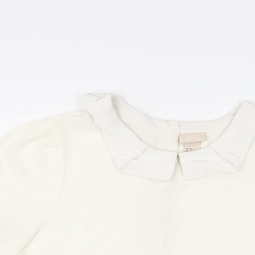 H&M Womens Ivory Polyester Basic Blouse Size 8 Collared