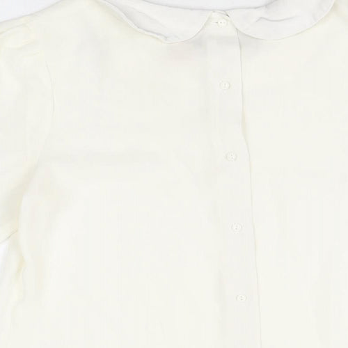 H&M Womens Ivory Polyester Basic Blouse Size 8 Collared