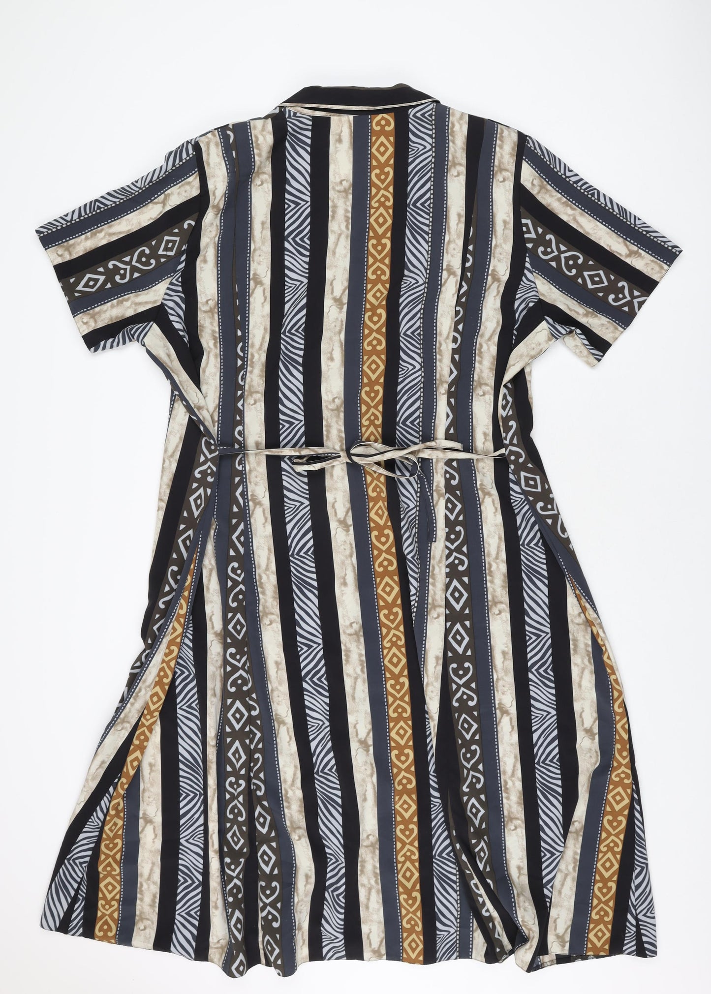 Size Up Womens Multicoloured Geometric Polyester Shirt Dress Size 24 Collared Button