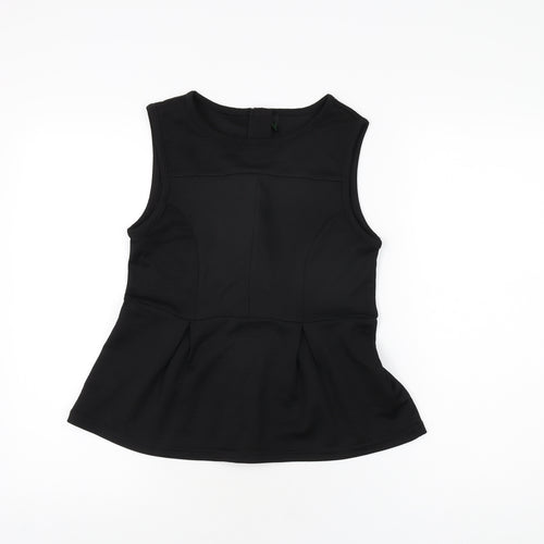 Stile Benetton Womens Black Polyester Basic T-Shirt Size S Round Neck