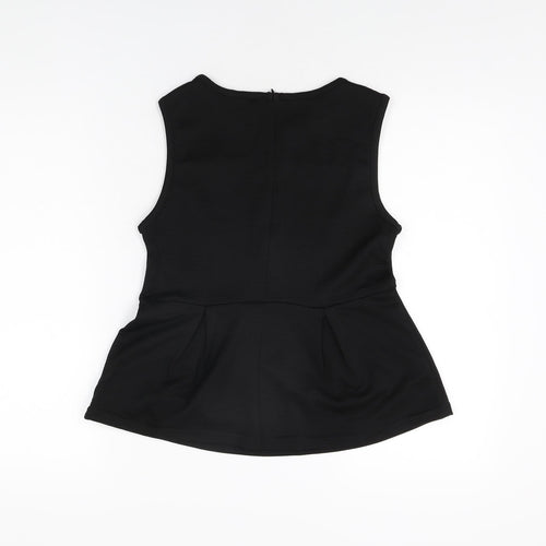 Stile Benetton Womens Black Polyester Basic T-Shirt Size S Round Neck