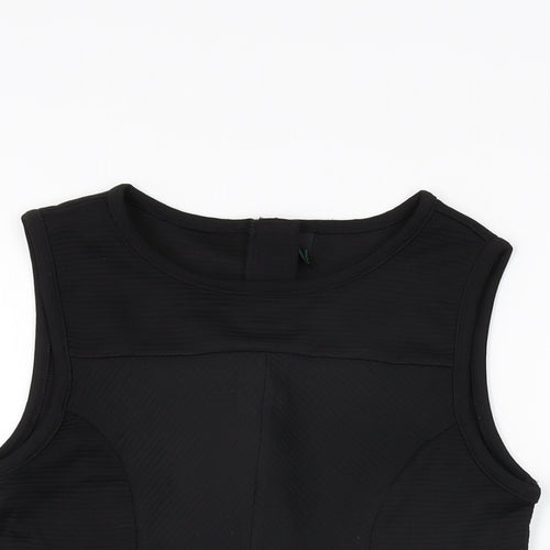 Stile Benetton Womens Black Polyester Basic T-Shirt Size S Round Neck