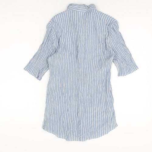 OPUS Womens Blue Striped Viscose Basic Button-Up Size 12 Collared