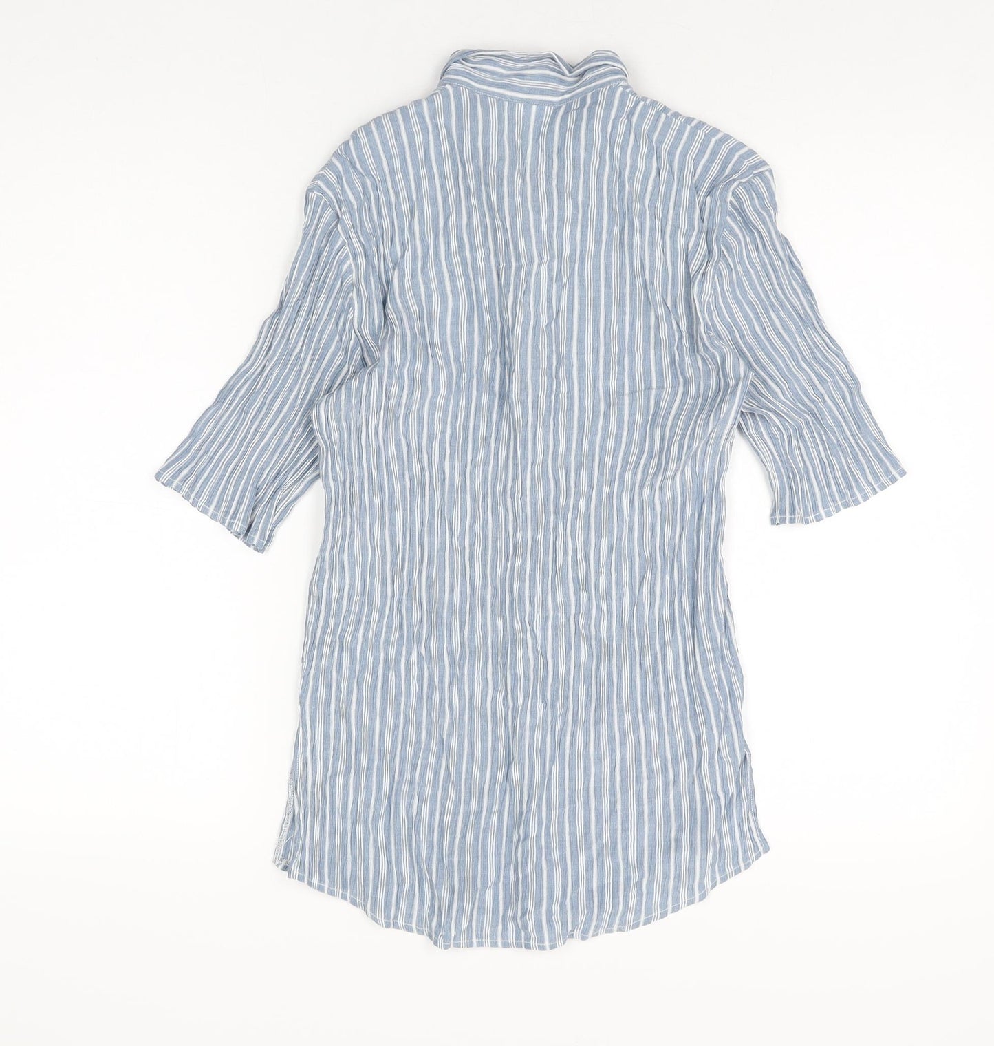 OPUS Womens Blue Striped Viscose Basic Button-Up Size 12 Collared