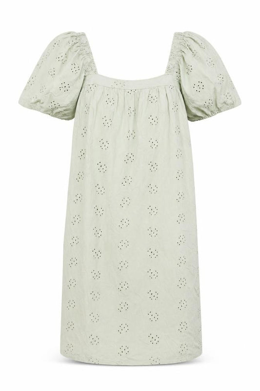 Front view of ASOS women’s green cotton shift, size UK 8, square neck pullover