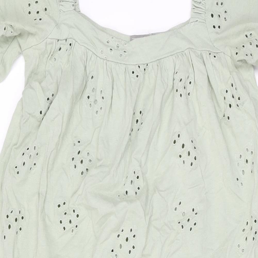 ASOS Womens Green Cotton Shift Size 8 Square Neck Pullover