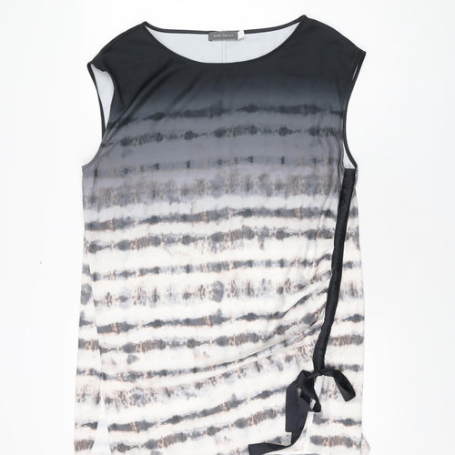 Mint Velvet Womens Grey Geometric Polyester Basic T-Shirt Size 14 Boat Neck