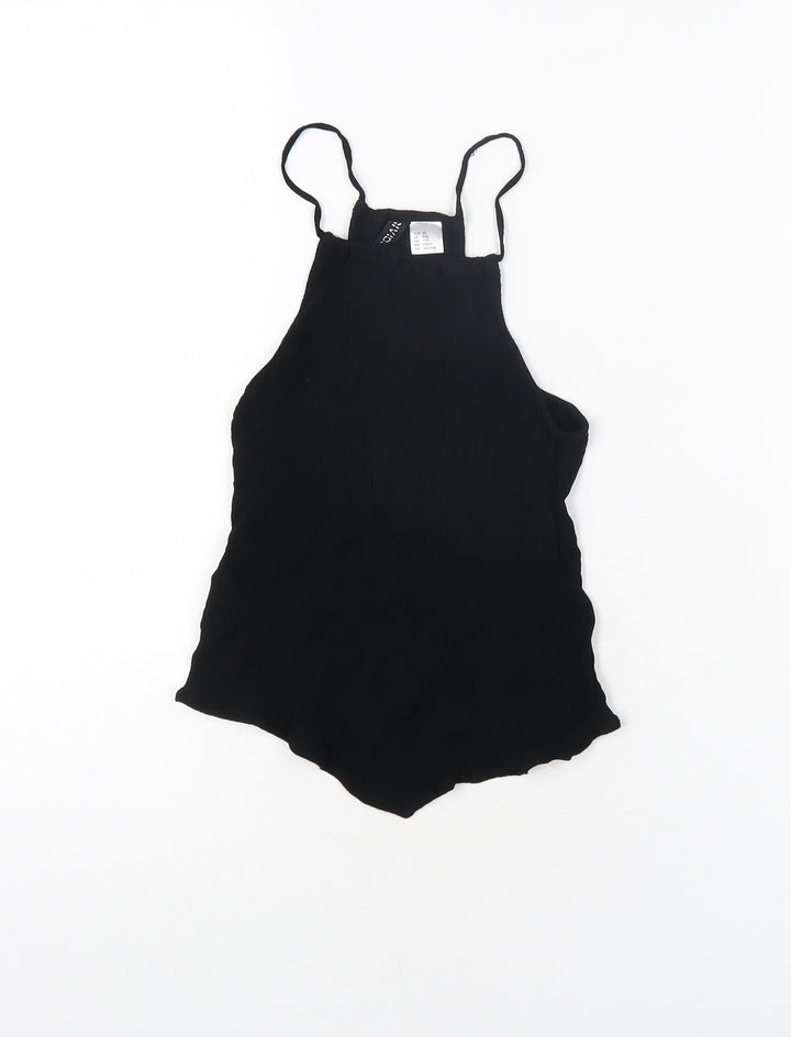 H&M Womens Black Viscose Camisole T-Shirt Size 4 Square Neck