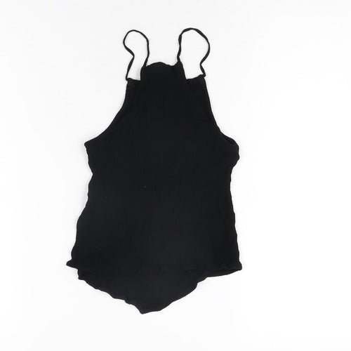 H&M Womens Black Viscose Camisole T-Shirt Size 4 Square Neck
