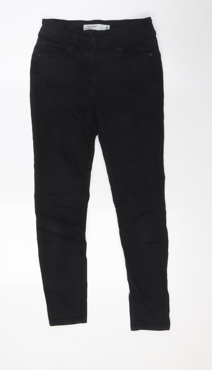 Marks and Spencer Womens Black Cotton Skinny Jeans Size 8 L27 in Regular Zip