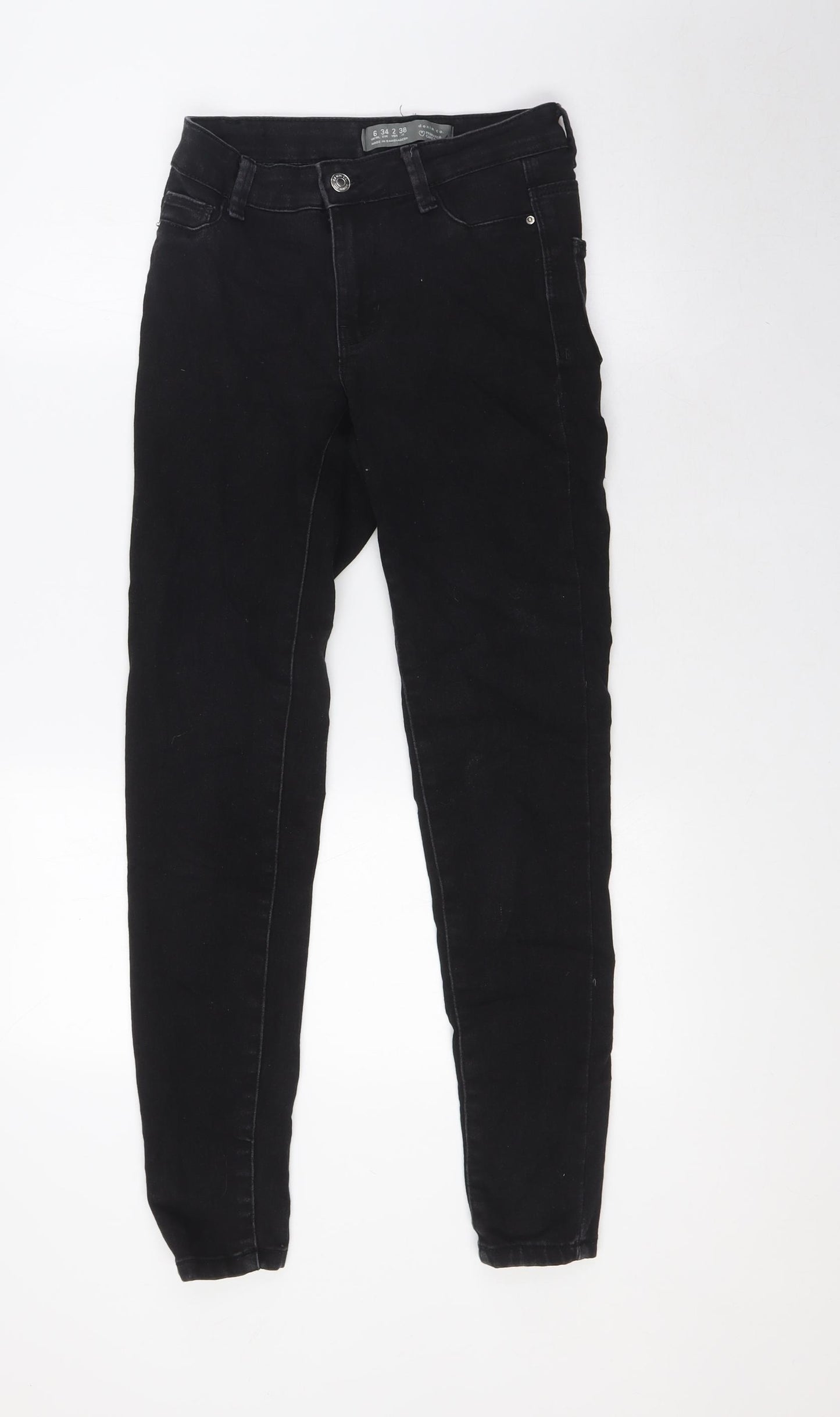 Denim & Co. Womens Black Cotton Skinny Jeans Size 6 L29 in Regular Zip
