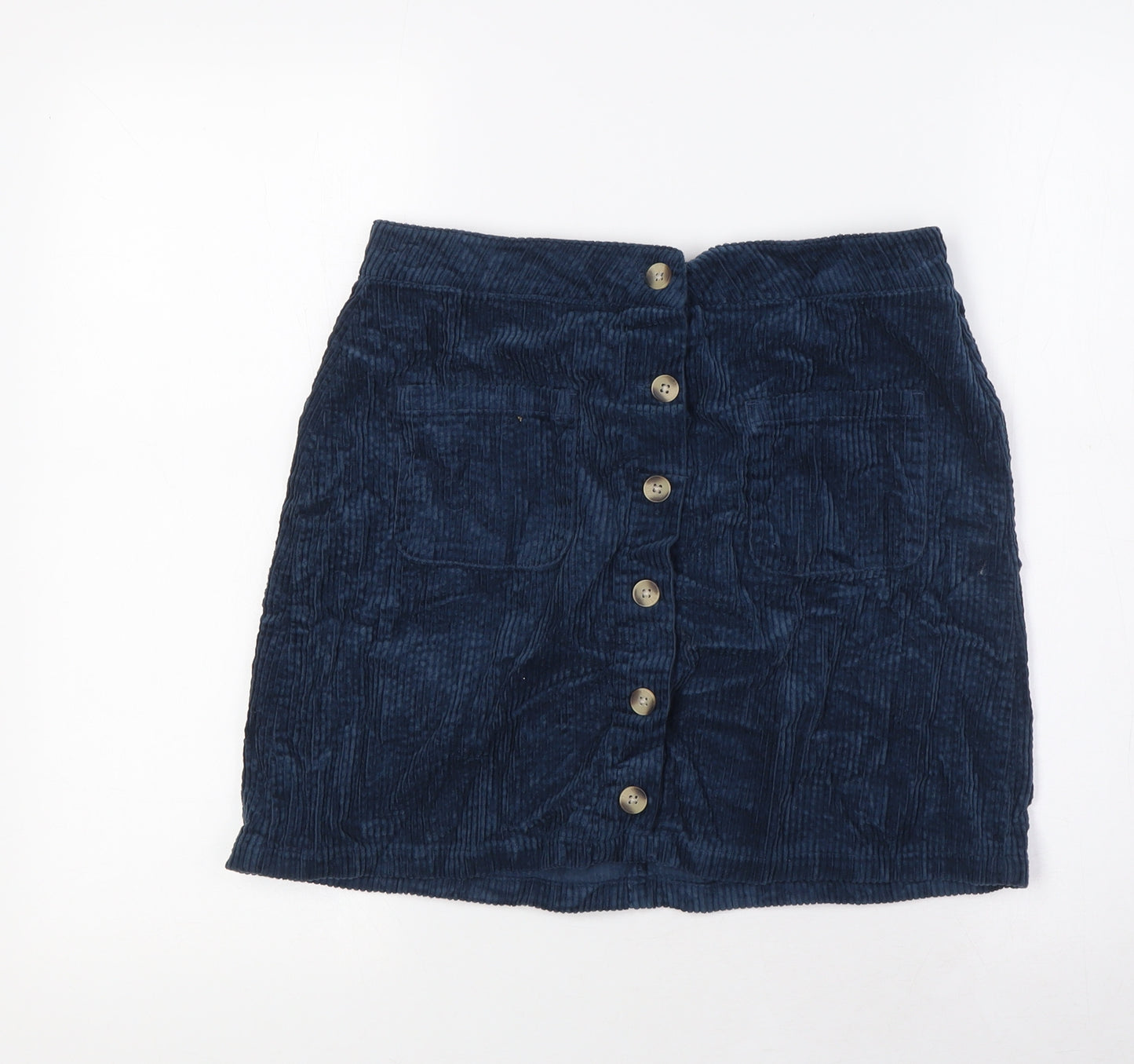 NEXT Girls Blue 100% Cotton A-Line Skirt Size 14 Years Regular Button