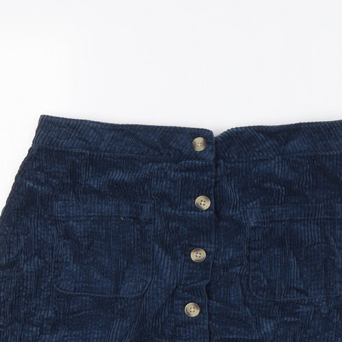 NEXT Girls Blue 100% Cotton A-Line Skirt Size 14 Years Regular Button