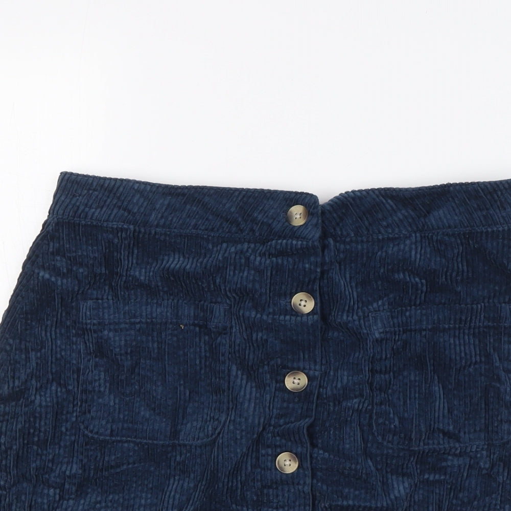 NEXT Girls Blue 100% Cotton A-Line Skirt Size 14 Years Regular Button