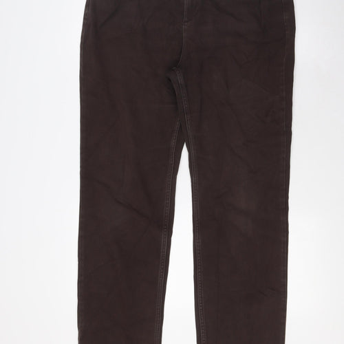 Marks and Spencer Womens Brown Cotton Straight Jeans Size 16 L30 in Regular Zip