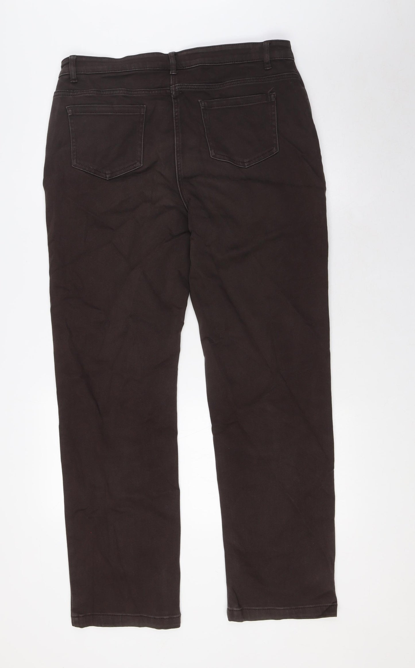 Marks and Spencer Womens Brown Cotton Straight Jeans Size 16 L30 in Regular Zip